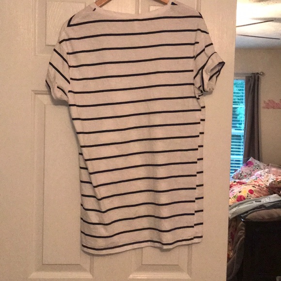 White and navy blue T-Shirt dress - Picture 3 of 4